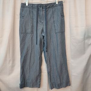 CHARTER CLUB "Katherine Fit" Blue Chambray Denim Flat Front Capri Pants Size 4P